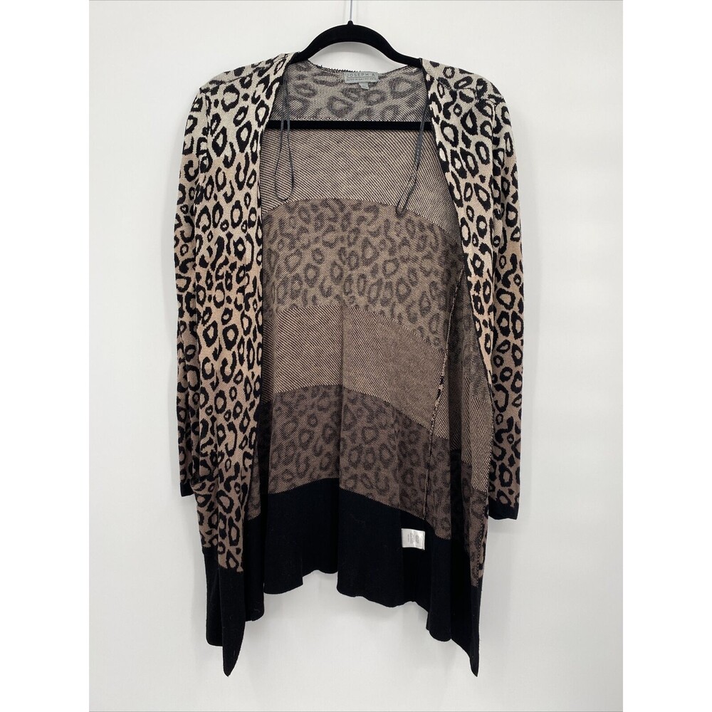 Joseph A. Women's Cheetah Print Open Front Long Sleeve Cardigan Sweater Size XS